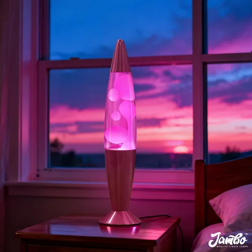 Miniatura 2 de JAMBO Hermosa Lámpara de 16 pulgadas - Rosa con Cera Blanca/Rosa, Luz Líquida Relajante, Luz Nocturna, Decoración del Hogar Sala de Estar Oficina
