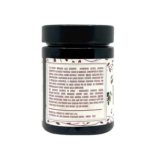 Miniatura 4 de Cerezas marasca en almíbar, 14.10 oz (400 g), agridulce, calidad premium, galardonadas, cerezas negras sin hueso al marrasquino, producto de Italia