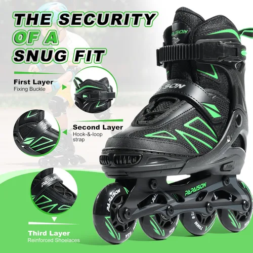 Miniatura 5 de PAPAISON Patines en línea para niños de 5 a 8 años, 8 a 12 años, tamaño ajustable, patines con cuchillas para principiantes para niños y jóvenes