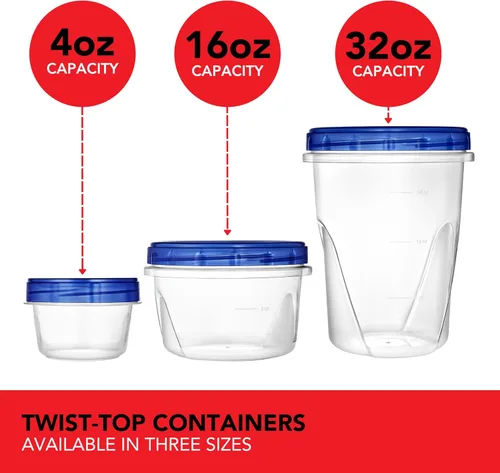 Miniatura 5 de Stock Your Home Recipientes de plástico de 4 onzas con tapas giratorias (paquete de 6), recipientes pequeños para congelador de 1/2 taza