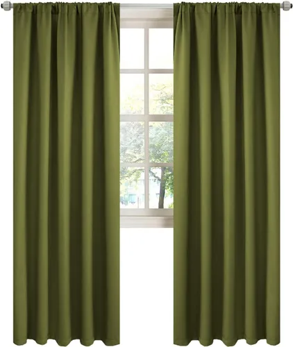 Miniatura 18 de LA PALMA Cortinas opacas con bolsillo para cortinero para sala de estar, bloqueo de luz, aislamiento térmico, reducción de ruido, cortinas