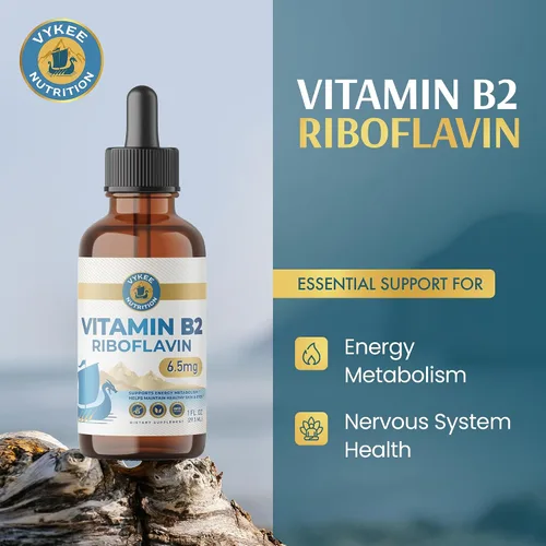 Miniatura 2 de Vykee Nutrition Gotas de riboflavina de vitamina B2, suplemento líquido B2 para metabolismo energético, función celular y apoyo de la visión