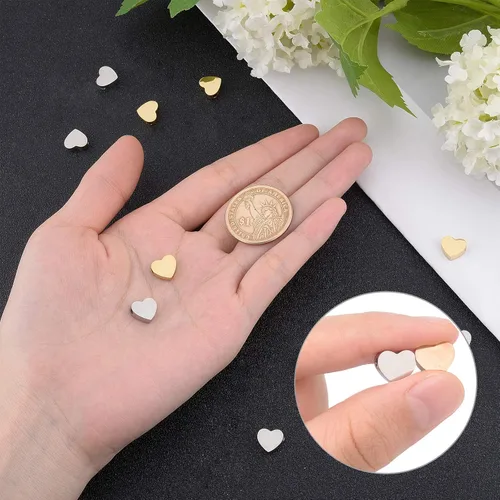 Miniatura 3 de UNICRAFTALE Color mixto, 12 cuentas europeas de 0.315 in, cuentas de acero inoxidable, cuentas espaciadoras de agujero de 0.079 in, cuentas sueltas