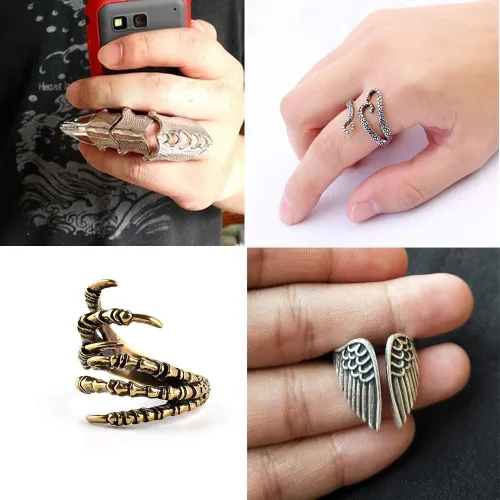 Miniatura 3 de Hsarsup 11 Pcs Vintage Frog Rings Cute Animal Open Ring Retro Snake Rings Set Full Finger Ring Statement Biker Punk Rings for Women Girls Men (11pcs)