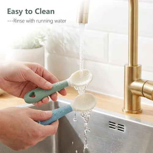 Miniatura 6 de Seposeve - Paquete de 4 cucharas de silicona para bebé, cucharas suaves para primera alimentación para bebés, utensilios de alimentación para bebés