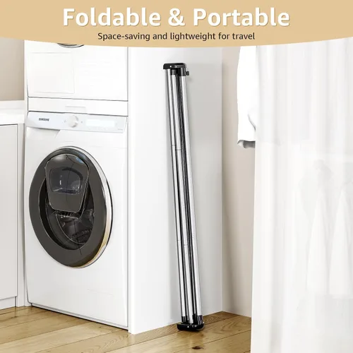 Miniatura 6 de Estante de secado de ropa, plegable, estante de lavandería de acero inoxidable, de pie, uso en interiores y exteriores con diseño apto para viajes