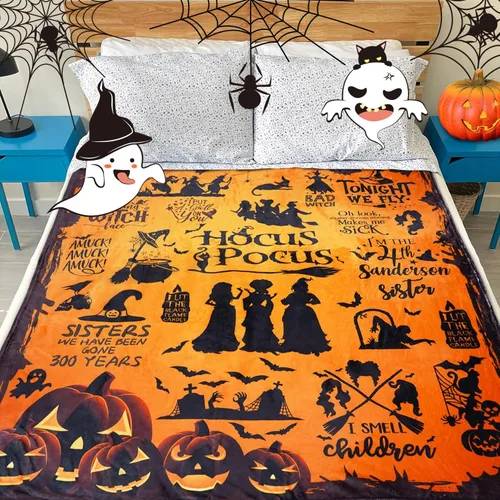Miniatura 6 de Metawu Manta de bruja de Halloween para mujer, manta de franela de vellón para sofá, cama, silla, decoración de Halloween, manta de 50 x 60 pulgadas