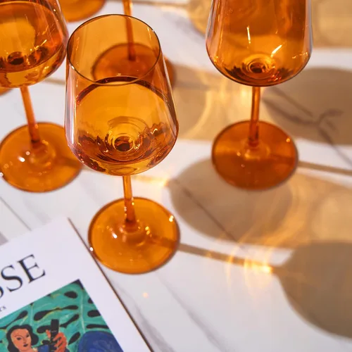 Miniatura 5 de Juego de copas de vino de colores, juego de 6 vasos de 12 onzas, tallo alto de estilo italiano único para vino blanco y tinto, agua, vasos