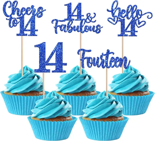 Miniatura 38 de 30 piezas de adornos para cupcakes de 12 cumpleaños feliz, brillantes doce, hola 12, felicitaciones a 12 años, adornos para cupcakes, 12