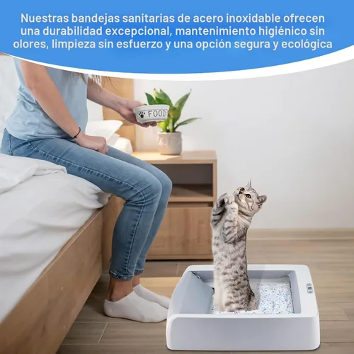 Miniatura 4 de Bandeja de arena reutilizable de acero inoxidable compatible con cajas de arena autolimpiantes para gatos sin cuchara Petsafe – Nunca absorbe