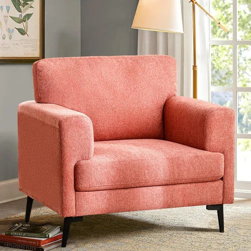 CDCASA - Sillón Accent, juego de sillas modernas de mediados de siglo de tela de lino extragrande, cómodo sillón tapizado para lectura, juego de
