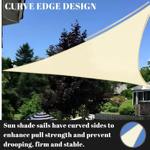 Miniatura 3 de Cool Area Toldo tipo vela triangular de 10 x 10 x 10 pies para patio al aire libre, crema mantequilla