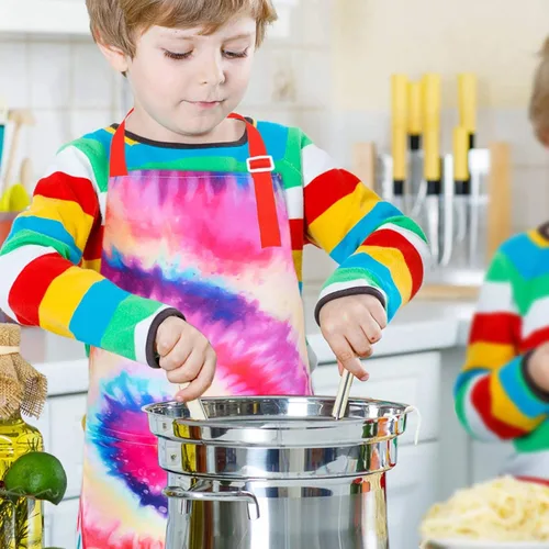 Miniatura 6 de Fiodrimy Delantales para niños, delantal artístico para niñas, niños, delantal de pintura con bolsillos ajustables para cocinar, hornear y cocinar