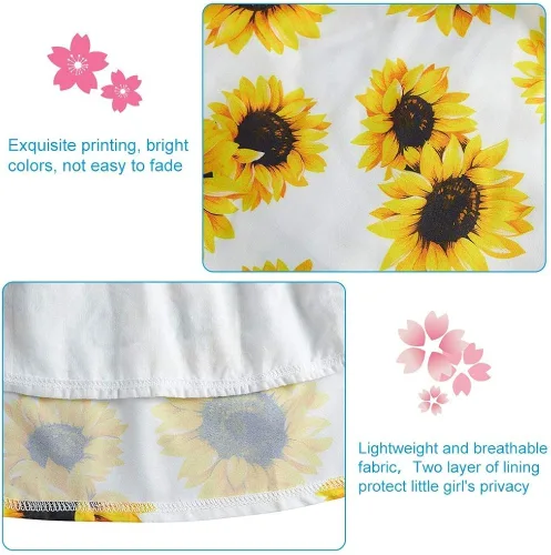 Miniatura 8 de Enlifety - Vestidos de princesas para niñas pequeñas, sin mangas, blusa de mezclilla y faldas de tutú con estampado floral, vestido de verano de una