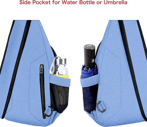 Miniatura 6 de MOSISO Mochila bandolera, mochila cruzada de lona para senderismo con bolsillo antirrobo Azul (Air Blue)