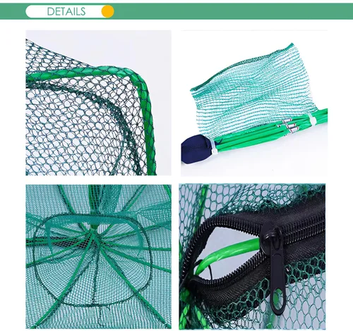 Miniatura 4 de Red de pesca plegable con trampa de cebo - Jaula de fundición a mano para atrapar peces cangrejo camarón cangrejo cangrejo Verde