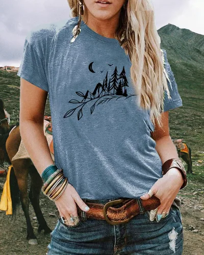 Miniatura 79 de Camisetas sin mangas de senderismo y montaña para mujer, divertidas camisetas de entrenamiento con gráficos de pino y amanecer, camisetas de verano