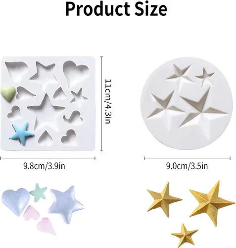 Miniatura 2 de KALAIEN 2 moldes de silicona con forma de corazón 3D con forma de corazón, pasta de goma de mascar para chocolate, decoración de galletas, pasteles