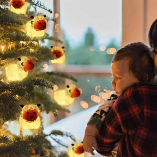 Miniatura 6 de Guirnalda de luces de oveja de 5.4 pies, 10 LED, adornos novedosos de cabras, luces de hadas de cordero alimentadas por pilas para decoración