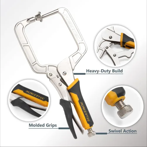 Miniatura 2 de POWERTEC Abrazadera para Agujeros de Bolsillo, Abrazadera de Ángulo Recto de 12" de Liberación Rápida para Ensamblaje de Agujeros de Bolsillo