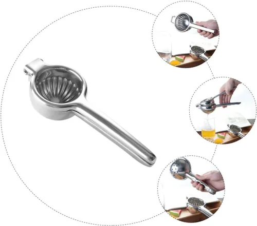 Miniatura 4 de Exprimidor manual de limón de acero inoxidable, exprimidor de frutas de mano para uso en cocina, material grueso resistente, fácil de apretar