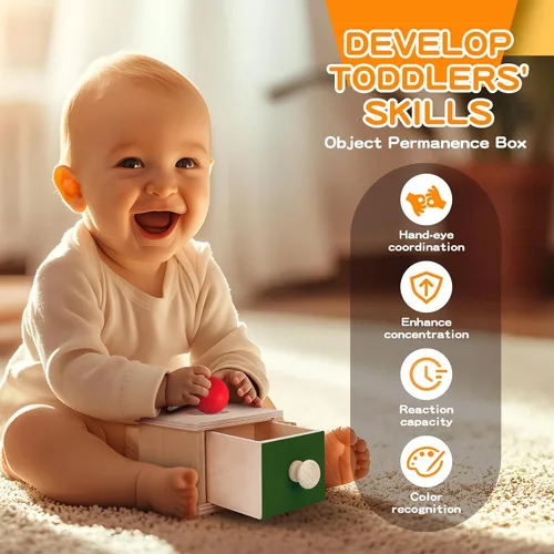 Miniatura 4 de Juguetes Educativos Montessori para Bebés de 7-12 Meses, Kit Educativo de Aprendizaje Temprano 7 en 1 para Regalos de Niños Pequeños, Incluye Tambor