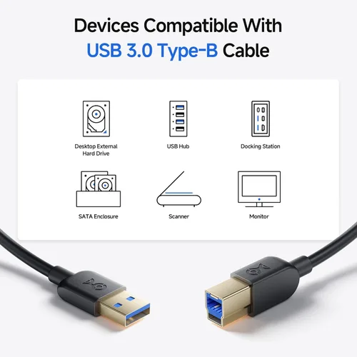 Miniatura 4 de Cable Matters cable USB 3.0 tipo A a B de máxima velocidad, Negro