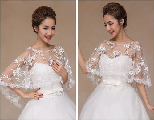 Miniatura 3 de Ayliss Chales de boda de encaje para mujer, chal bordado para novia, bolero, capa de hombro, cubre el vestido de fiesta de graduación