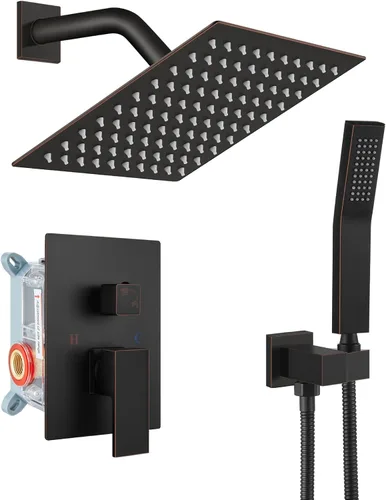 Miniatura 26 de gotonovo Sistema de ducha de lluvia para baño, juego de cabezal y mango de ducha de lluvia montado en la pared, conjunto completo combinado de latón
