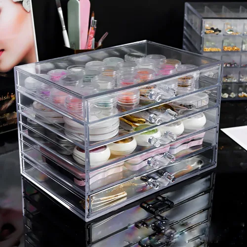 Miniatura 3 de Caja de almacenamiento de decoración de uñas de 5 niveles, acrílico transparente para arte de uñas, accesorios de joyería, caja de almacenamiento