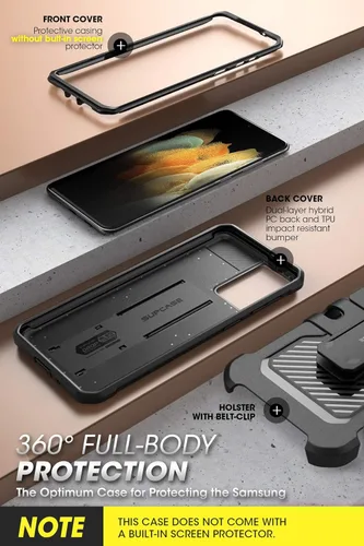 Miniatura 4 de SUPCASE Funda para Samsung Galaxy S21 Ultra con soporte (Unicorn Beetle Pro), [marco frontal integrado y clip para cinturón]