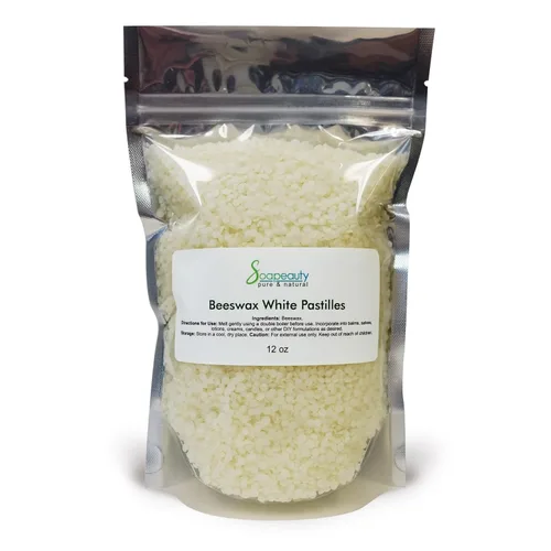 Soapeauty Pastillas de cera de abeja blanca 100% natural de 12 onzas, bálsamo labial, cuidado de la piel, cuidado del cabello y para el cuidado de
