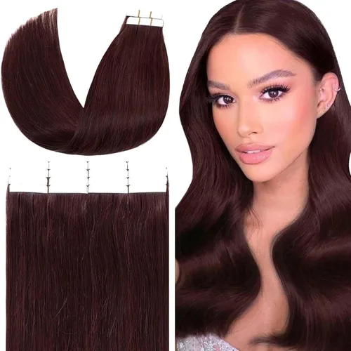 Miniatura 26 de Anrosa Extensiones de cabello humano real de 20 pulgadas, extensiones de cabello humano lacio de doble cara, color negro azabache, 1.76 oz, 20