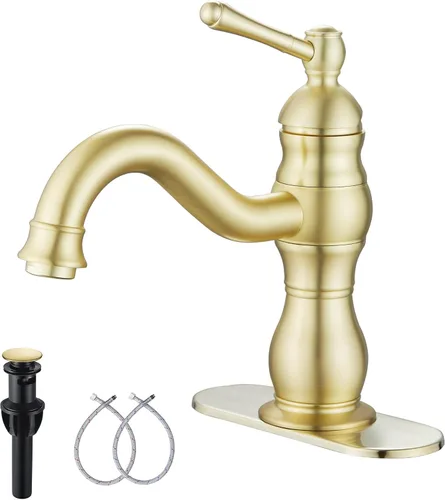 Miniatura 21 de Grifo giratorio de 360 ° con un solo orificio para lavabo de baño, desagüe desplegable a juego sin desbordamiento, bronce aceitado Bronce frotado