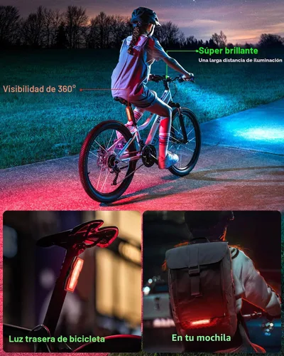 Miniatura 5 de Victoper Bike Light, High Lumens Super Bright Bicycle Lite, 6+4 Modes USB Rechargeable Bike Headlight & Taillight Set, Waterproof Safety Bike Front