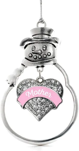 Miniatura 250 de Inspired Silver - Big Sis - Adorno de Navidad plateado - Adorno de árbol de Navidad con dije de corazón con circonita cúbica - Decoración colgante