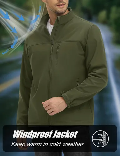Miniatura 3 de MAGCOMSEN Chaqueta ligera Softshell para hombre, con forro polar, impermeable, cortavientos, para senderismo al aire libre