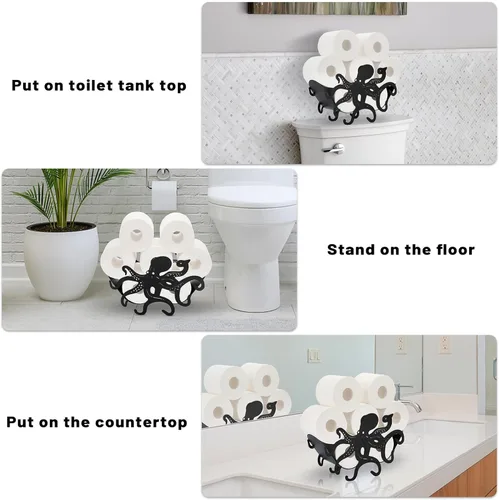 Miniatura 6 de Sumnacon Soporte de papel higiénico, almacenamiento de papel higiénico de metal, soporte de rollo de papel higiénico independiente, soporte de papel