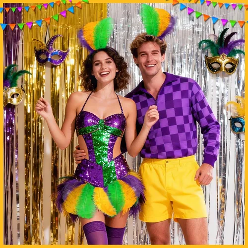 Miniatura 5 de MARFOREVER Plumas de Mardi Gras para manualidades y centros de mesa, paquete de 24, 10-12 pulgadas, plumas naturales verdes doradas y moradas
