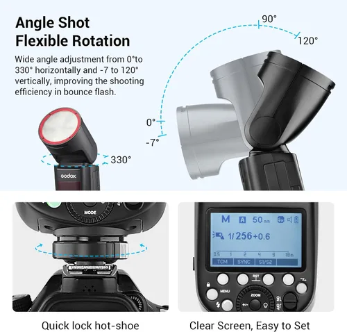 Miniatura 5 de Godox V1 V1-N Flash de cámara de cabeza redonda para Nikon, 76Ws 2.4G TTL Speedlite para Nikon HSS 1/8000s, batería recargable, 480 tomas