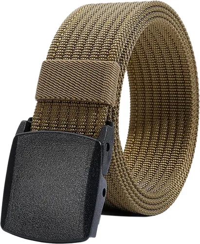 LionVII Cinturones de trabajo de nailon para hombre, cinturón de lona transpirable con hebilla de plástico, fácil de recortar para adaptarse a