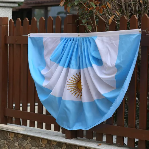 Miniatura 6 de Bandera de abanico plisada argentina de 3 x 6 pies, 2 banderas de abanico plisadas argentinas para interiores y exteriores, decoración de porche