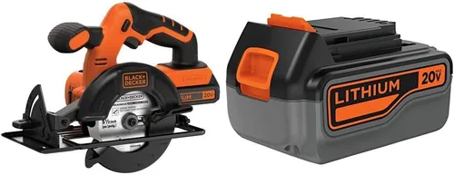 BLACK+DECKER Sierra circular inalámbrica de 20V MAX de 5-1/2 pulgadas con paquete de batería extra de iones de litio de 4-Ah (BDCCS20C y LB2X4020)