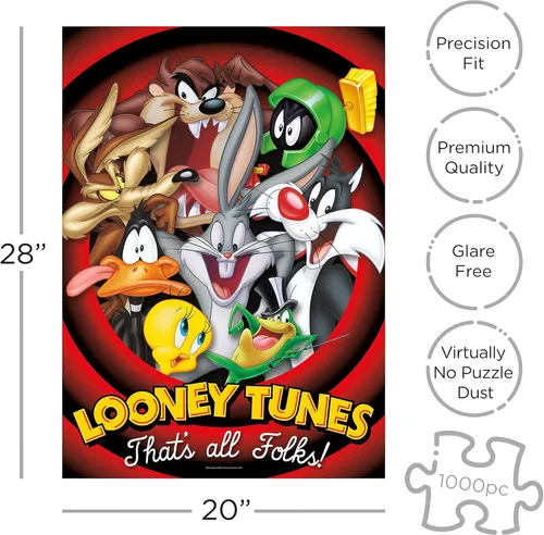 Miniatura 2 de AQUARIUS Looney Tunes - Rompecabezas de 1000 piezas, Thats All Folks Warner Bros, rompecabezas de dibujos animados de 20 x 28 pulgadas, regalo