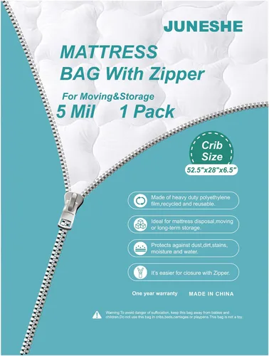 Miniatura 9 de Bolsa de almacenamiento de colchón individual con cremallera, funda de 5 mil de grosor Plastic Mattress Protector, Moving Supplies, Waterproof