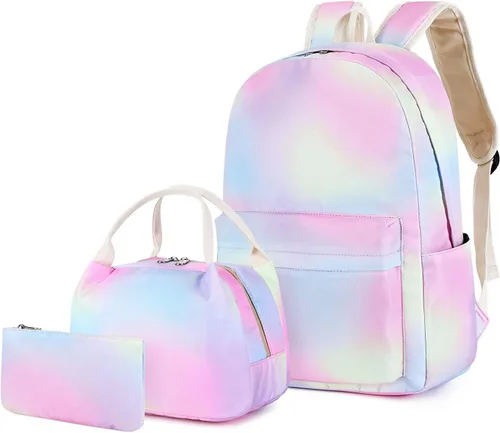 Miniatura 6 de Pawsky Mochila escolar para niñas, resistente al agua, mochila para laptop con bolsa de almuerzo y estuche para lápices