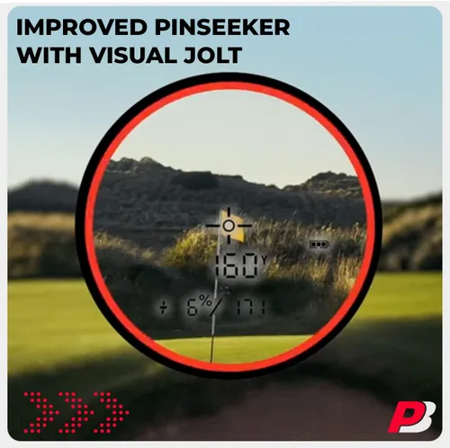 Miniatura 6 de Bushnell Tour V6 Golf Rangefinder Bundle – PinSeeker con Visual JOLT, BITE soporte magnético – Incluye toalla de microfibra PlayBetter y batería CR2