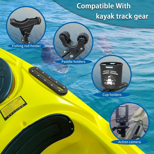 Miniatura 6 de Huntury Pista de kayak, pista de perfil bajo para kayak, riel de kayak, pista de montaje de accesorios de kayak, pista de engranajes de kayak