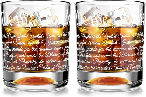 WATAKA We the People - Juego de 2 copas de whisky para licor, whisky escocés, bourbon o vino, regalo de whisky patriótico para hombres