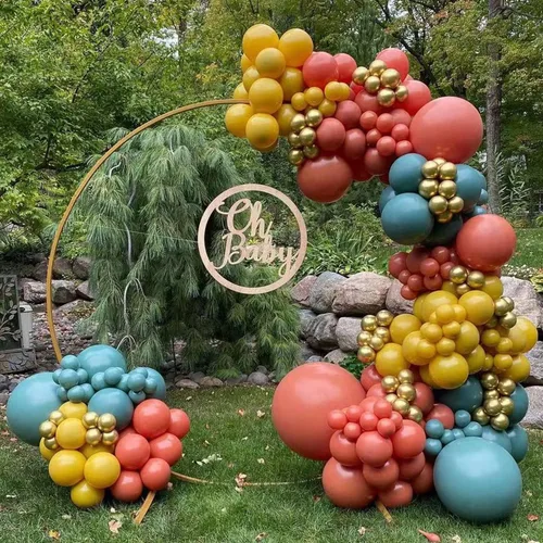Miniatura 5 de Globos de color naranja quemado, 73 unidades de 5/10/12/18 pulgadas, globos de fiesta de baby shower, decoración de feliz cumpleaños, globos